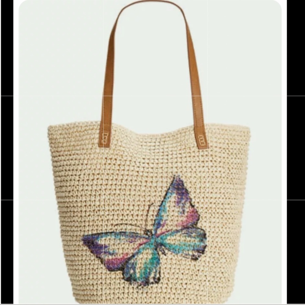 Style & Co Butterly Multicolor Straw Tote